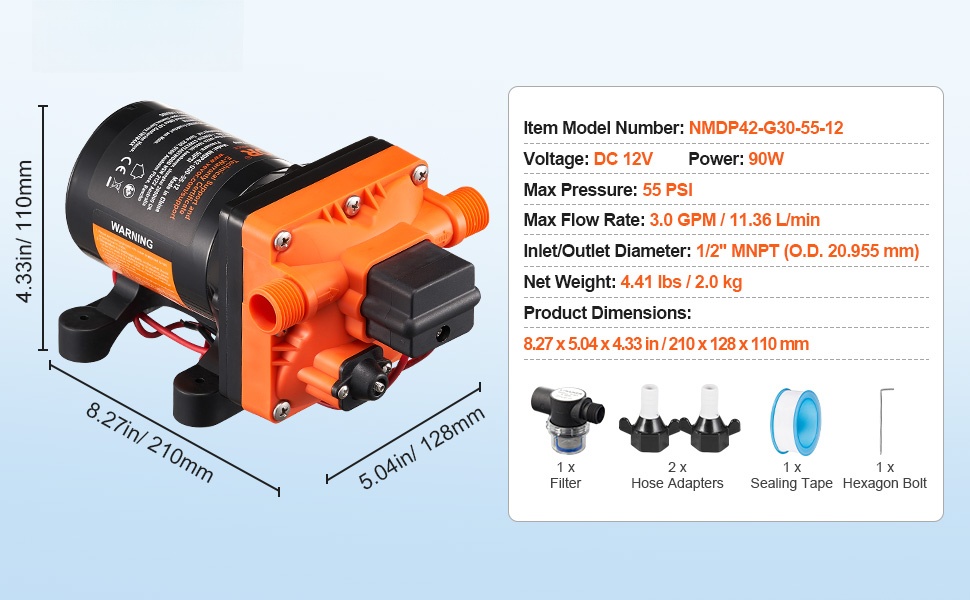 12V vesipumppu tekniset tiedot