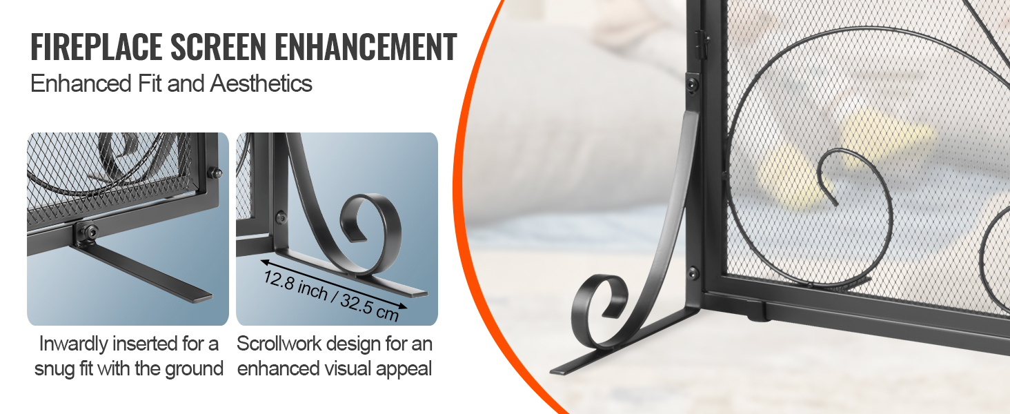 Takkatulen suojaverkko koristelulla jalalla