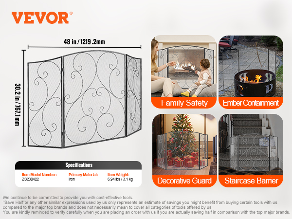 Vintage-tyylinen takkasuoja sisustuksessa