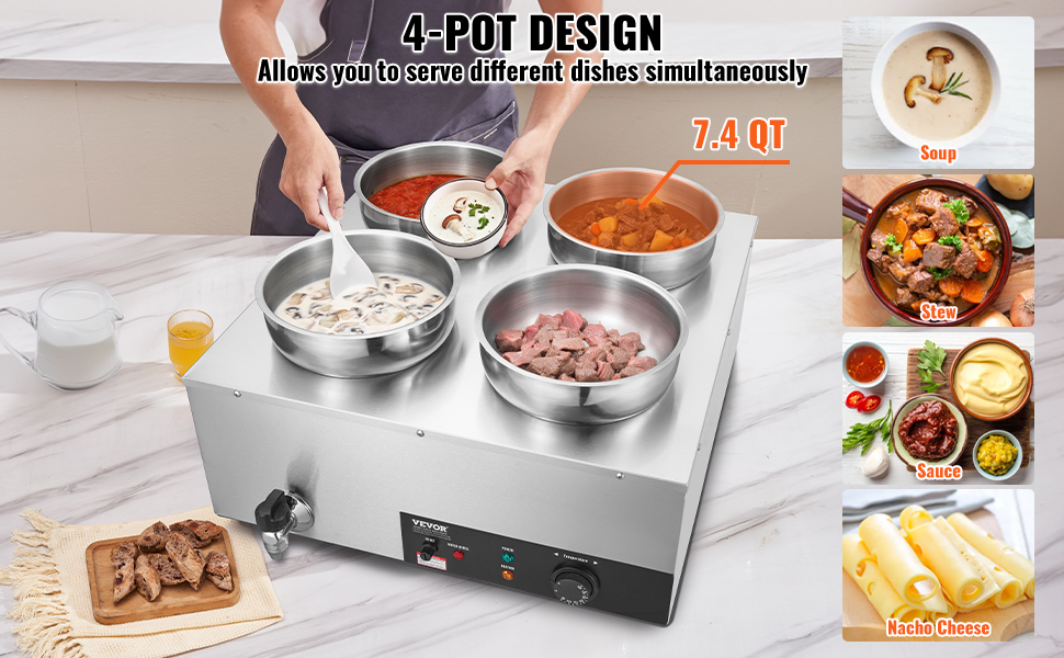 Keittohaude, 4 pyöreää astiaa