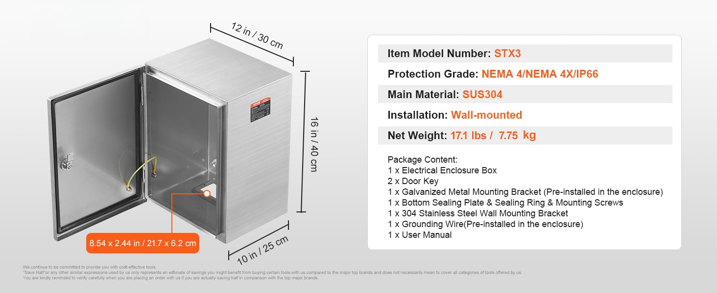 Sähkökotelon mitat ja rakennekaavio