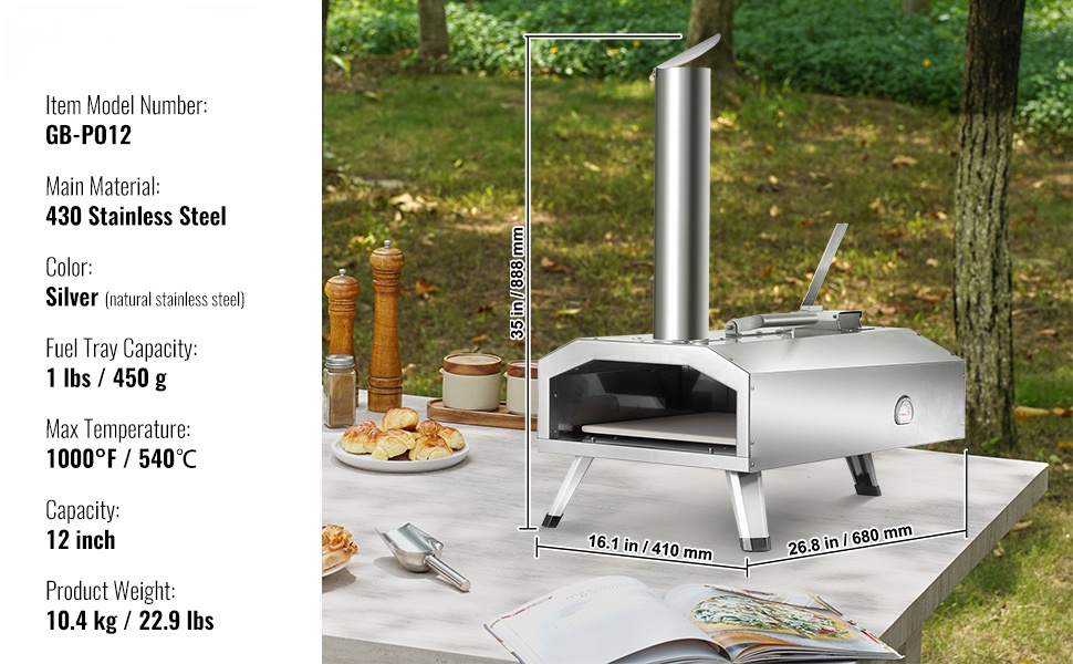 Ruostumattomasta teräksestä valmistettu ulkouuni