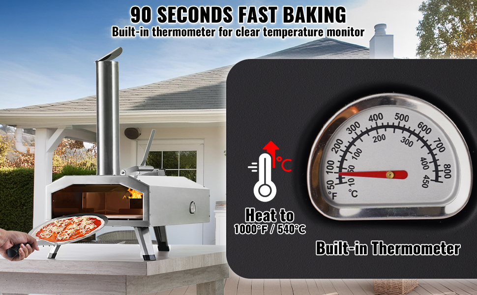 Nopea esilämmitys ja korkea lämpötila pizzan paistoon