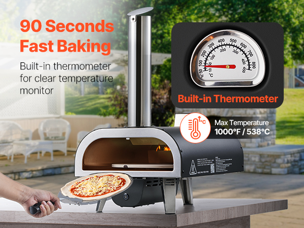 Lämpömittarilla varustettu pizzauuni