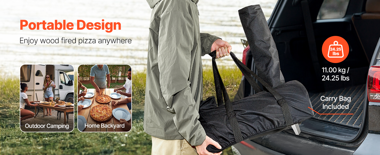 Kannettava pizzauuni laukulla