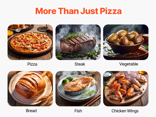 Erilaisia ruokia pizzauunissa