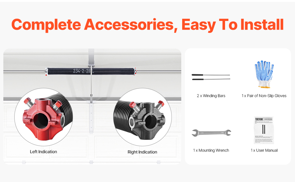 Asennustarvikkeet: kiertotangot, käsineet ja avain