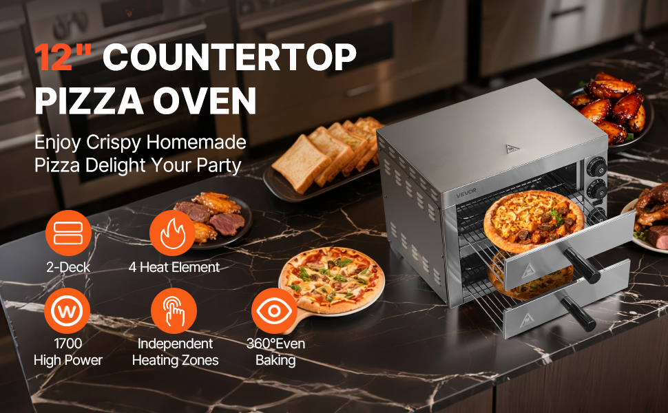 Sähköinen pizzauuni etuviistosta