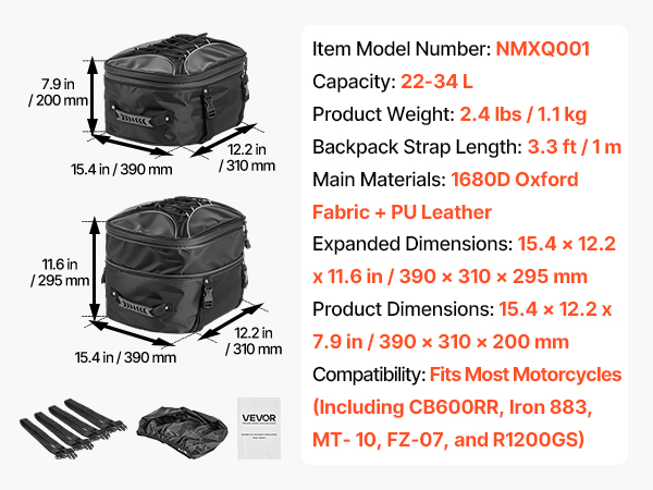 Laukun mitat ja varusteet