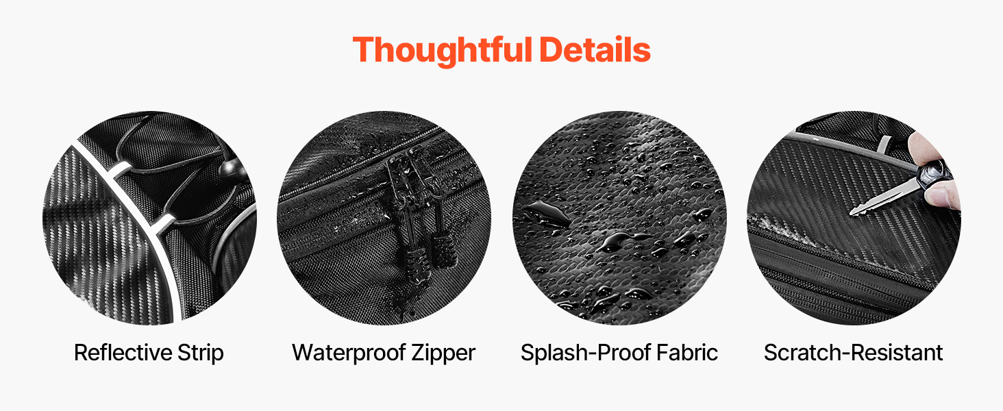 Vedenpitävä vetoketju ja kestävä kangas