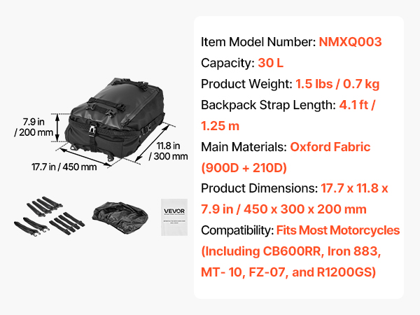 Moottoripyörän takalaukku käytössä moottoripyörässä