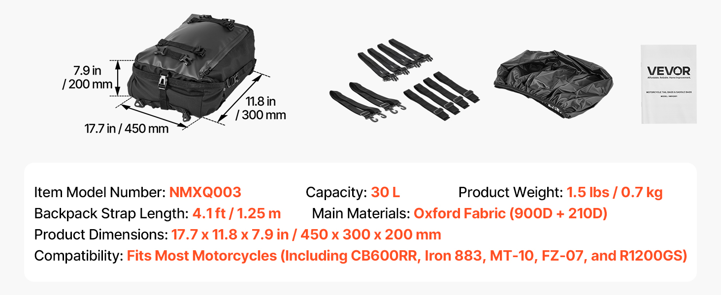 Moottoripyörän takalaukku takaa kuvattuna