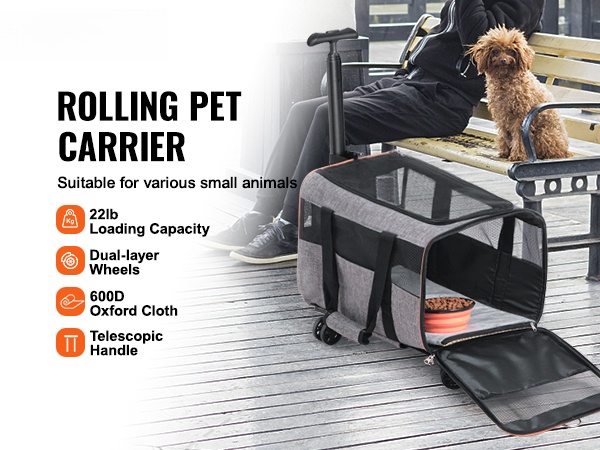 Lemmikkien kuljetuslaukku pyörillä, mobiilinäkymä