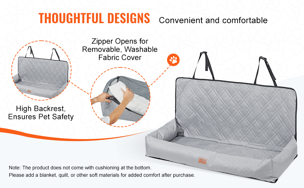 Irrotettava ja pestävä päällinen koiran autoistuimessa