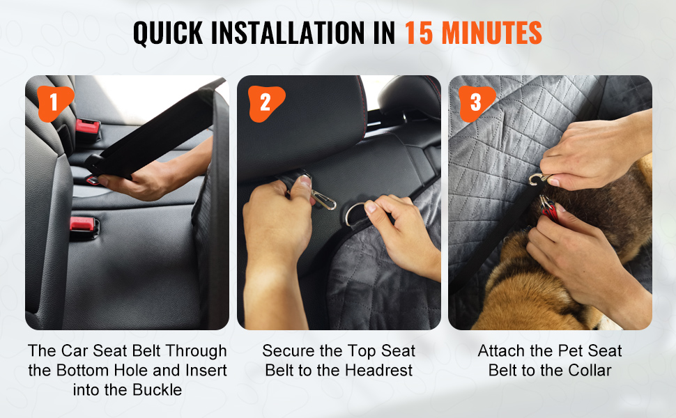 Säädettävät turvavyöt ja turvakiinnitys koiralle