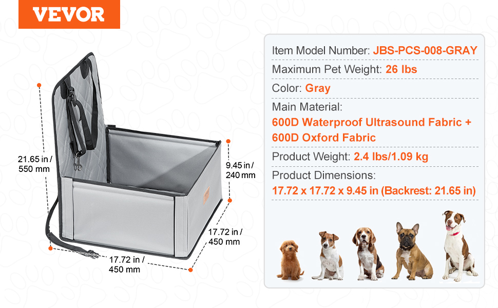 Koiran turvaistuimen mitat