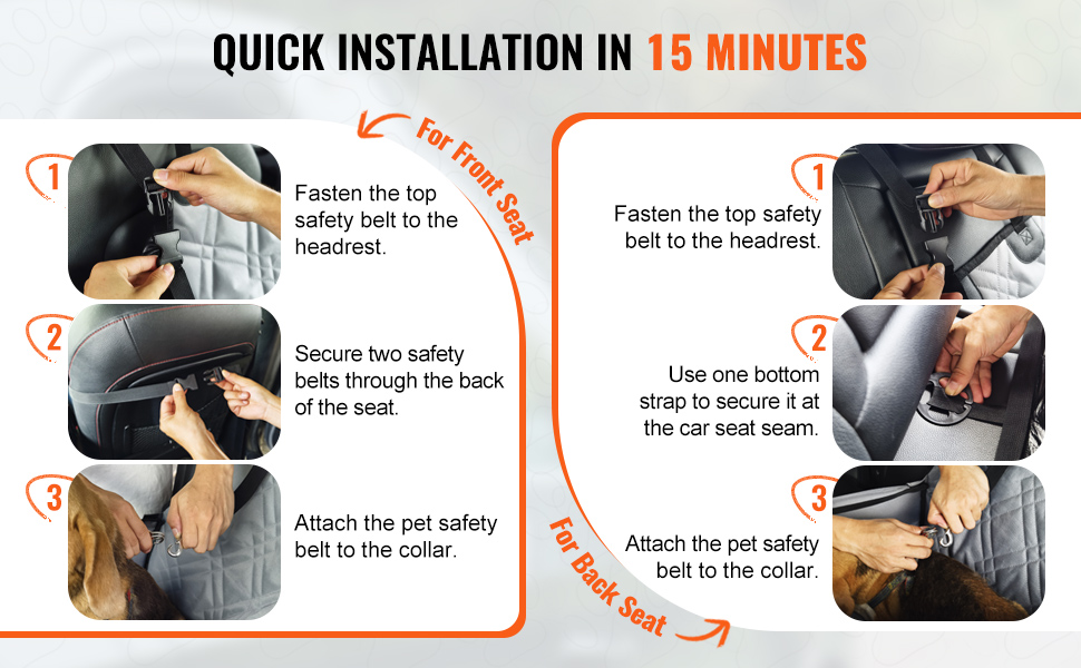 Säädettävät kiinnityshihnat koiran turvaistuimessa