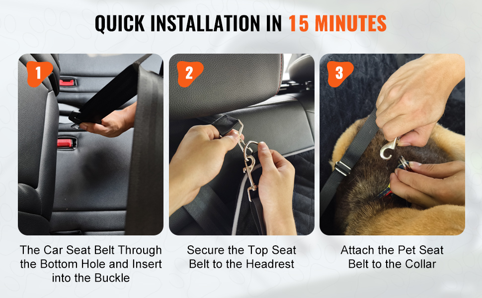 Koiran autopaikan säädettävät turvavyöt ja kiinnityshihna