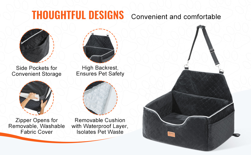 Koiran autopaikka sivutaskulla ja irrotettavalla päällisellä