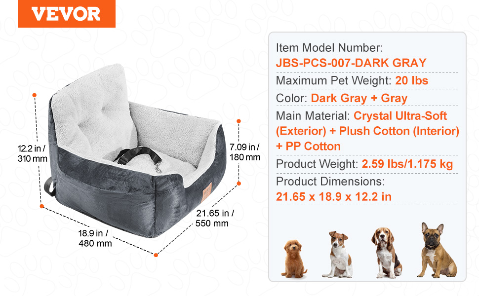 Koiran turvaistuin mittoineen