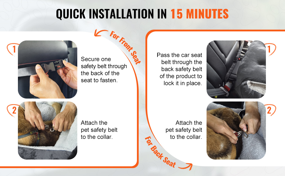 Säädettävät kiinnityshihnat koiran turvaistuimessa