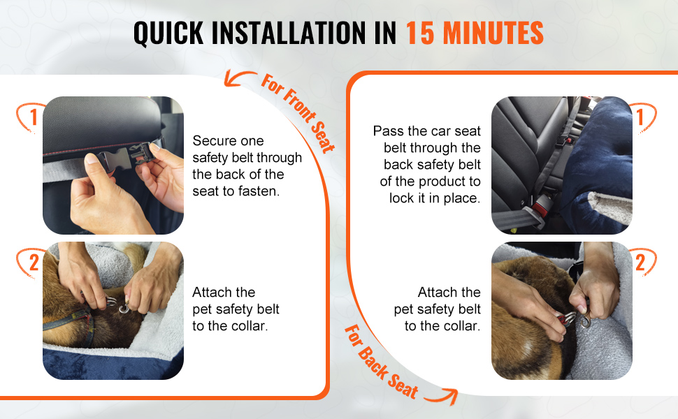 Säädettävät turvavyöt koiran istuimessa