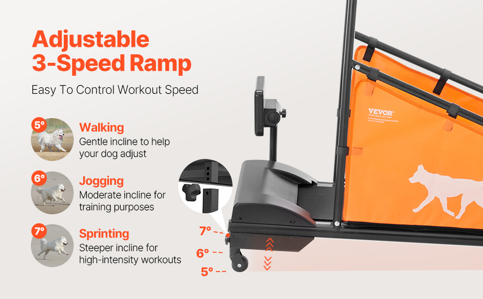 Koirien juoksumatto, säädettävä kallistus