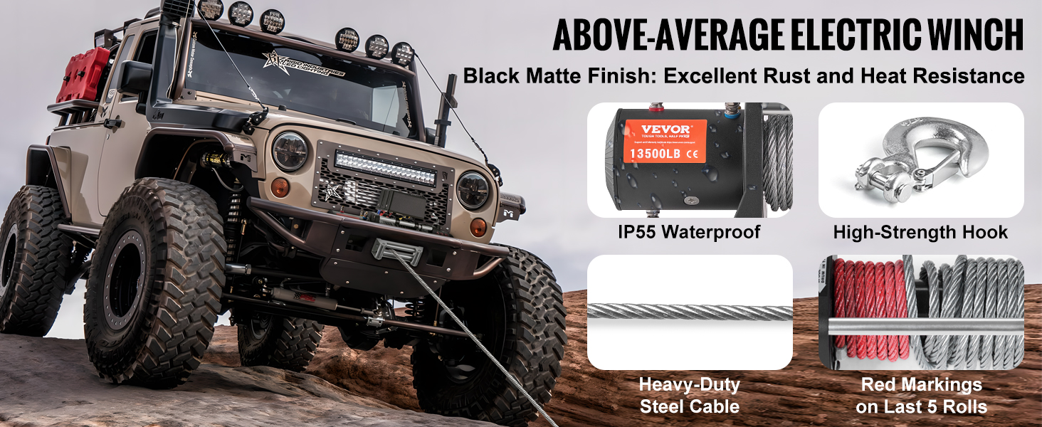 Teräsvaijeri ja IP55-suojattu rakenne