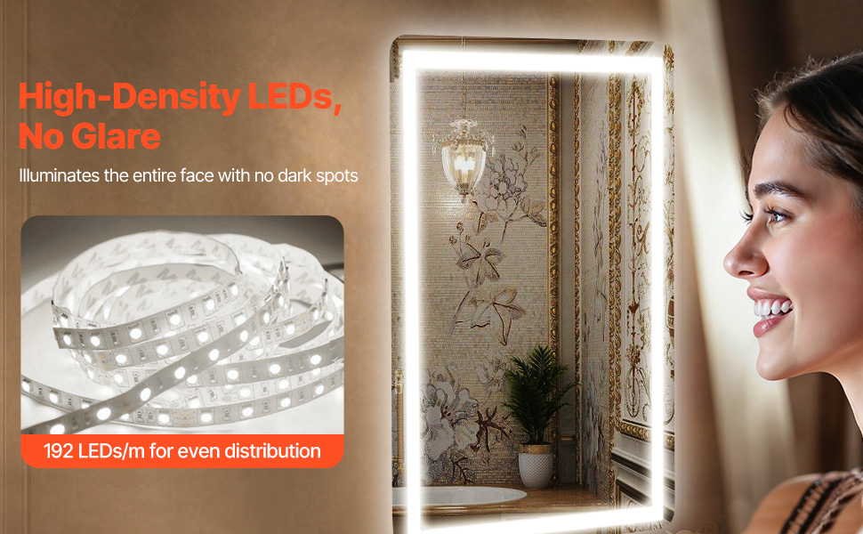 LED-kylpyhuonepeili edestä valaistuna