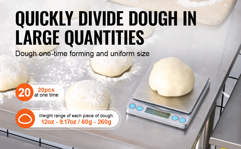 Taikinan jakaminen 20 tasakokoiseen osaan