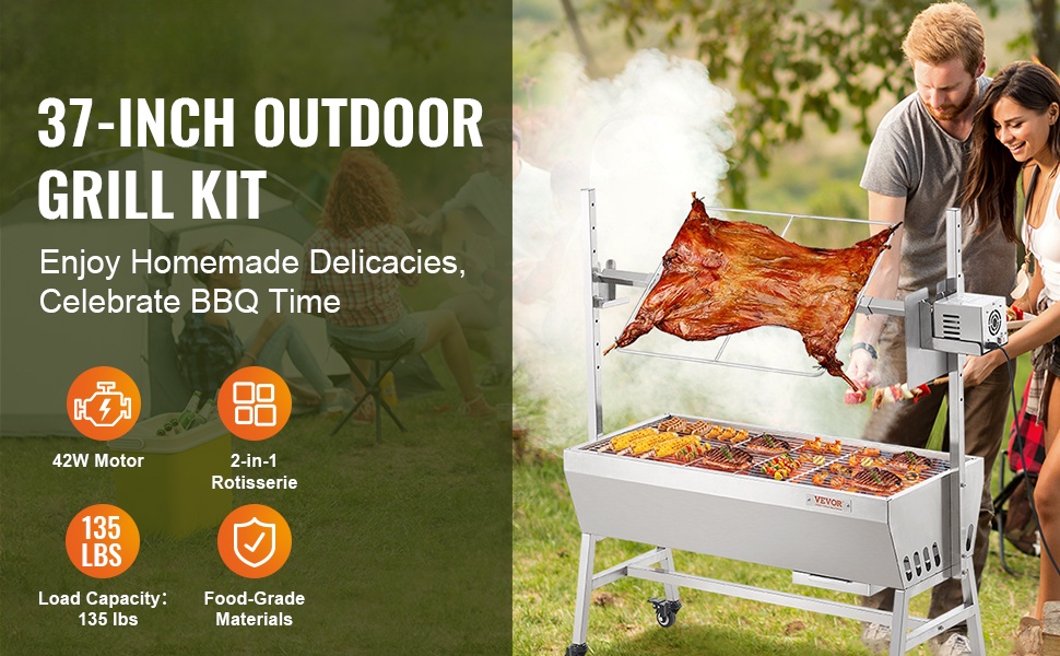 Sähköinen roottisserie-grilli ulkokäyttöön