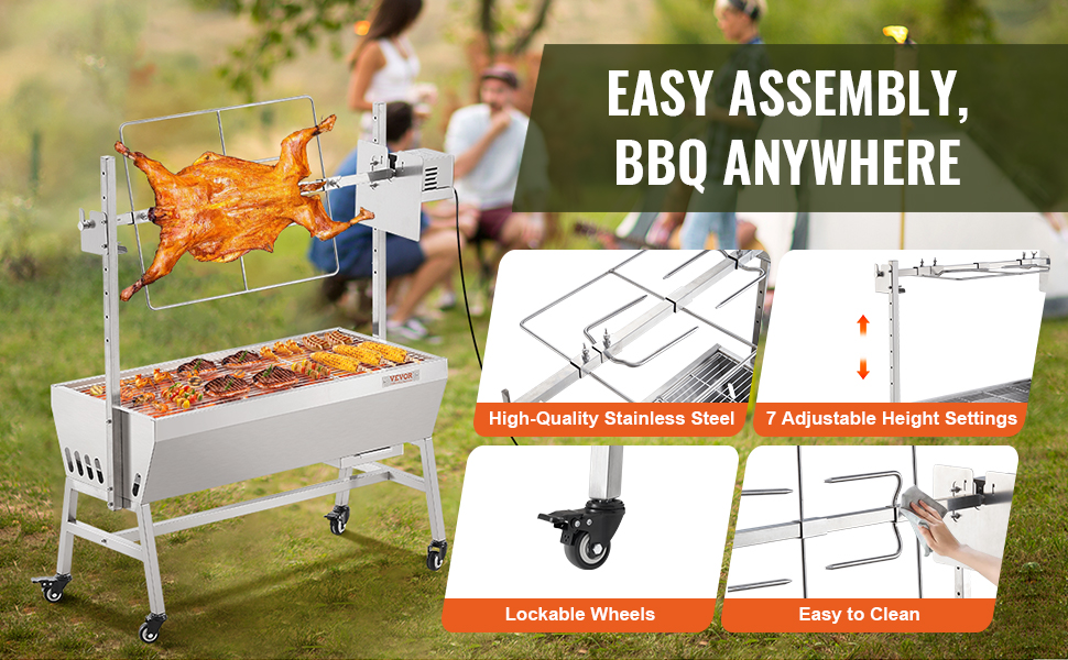 Ruostumattomasta teräksestä valmistettu roottisserie