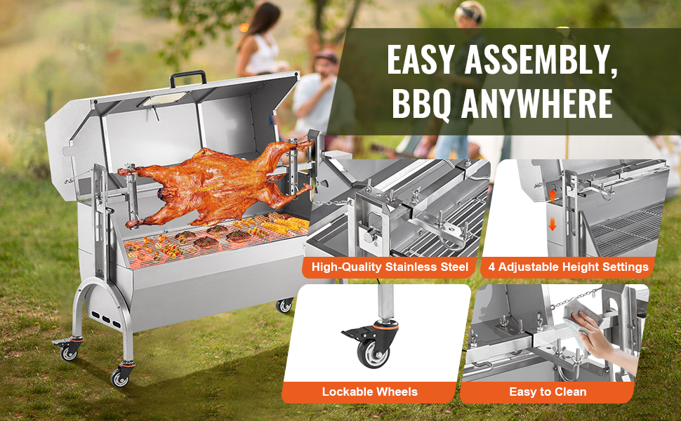 Ruostumattomasta teräksestä valmistettu rosvopaistogrilli