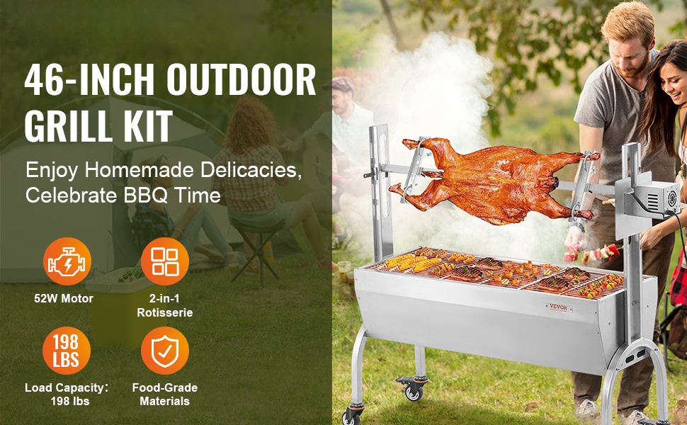 Sähköinen roottisserie-grilli ulkokäyttöön