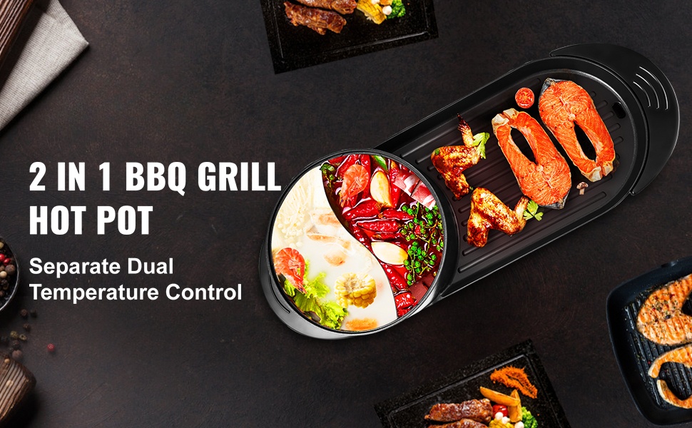 2-in-1 grilli ja hot pot