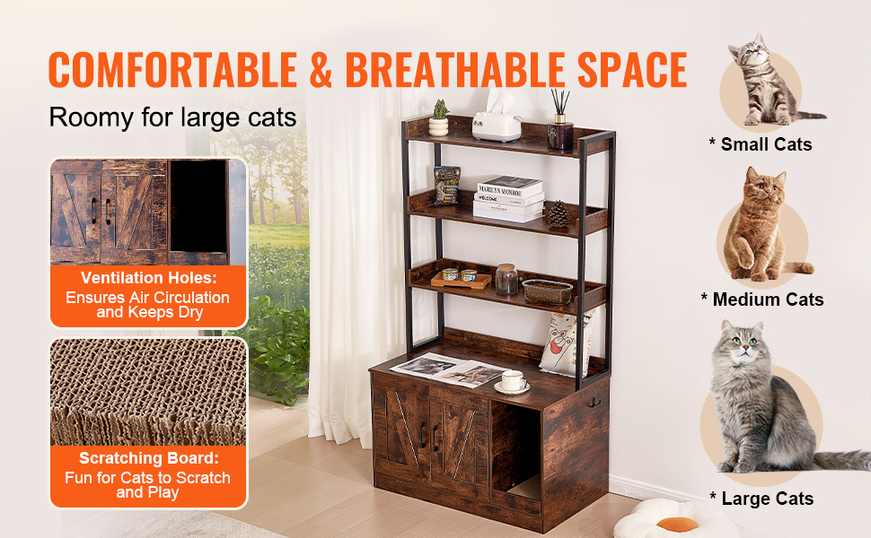 Tilava kaappi ja hyllyt kissoille