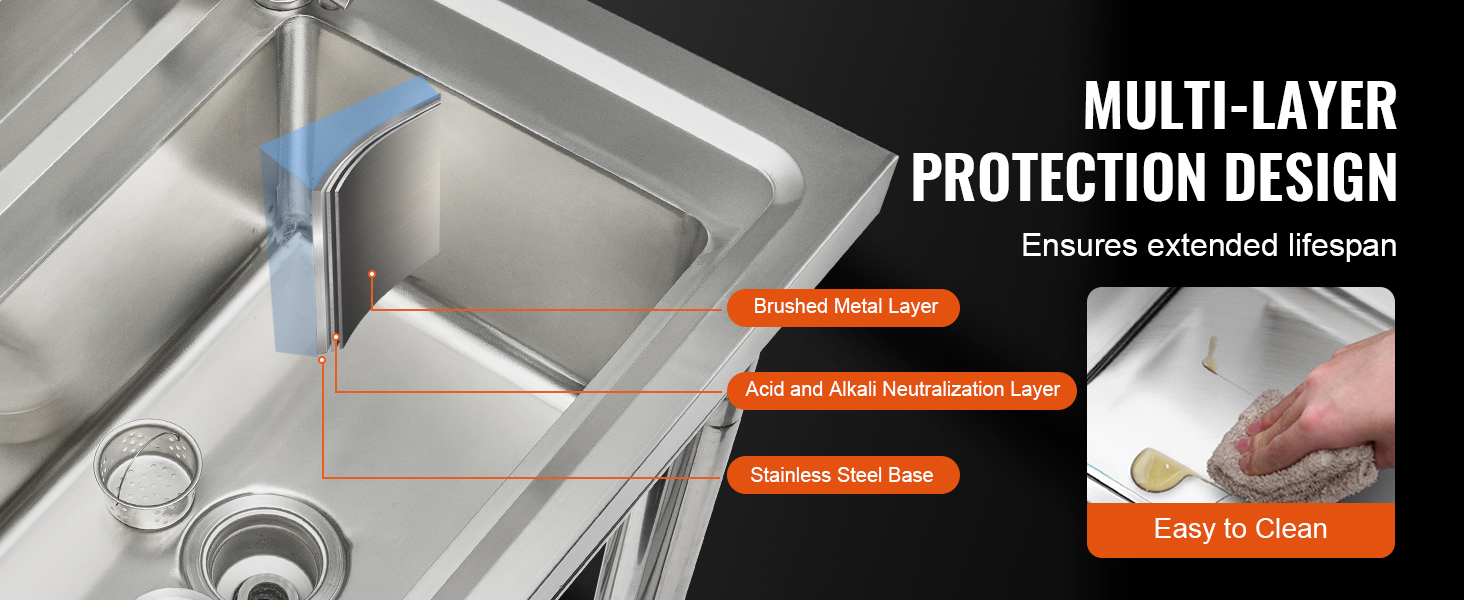 Saumattomasti puristettu ruostumaton allas