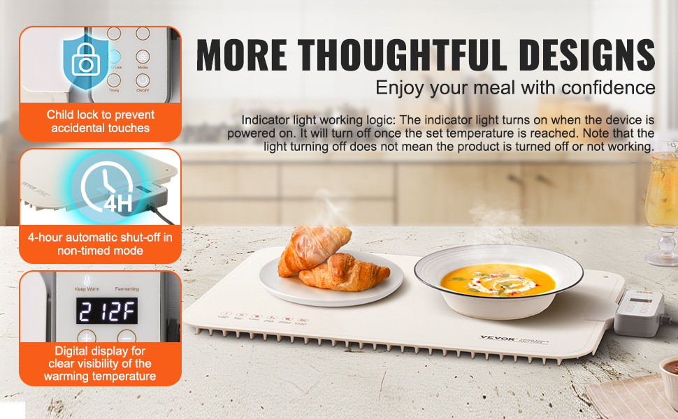 Sähköinen lämmitysalusta, lapsilukko ja automaattinen virrankatkaisu