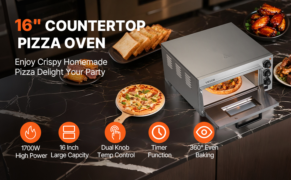 Sähköinen pizzauuni etuviistosta