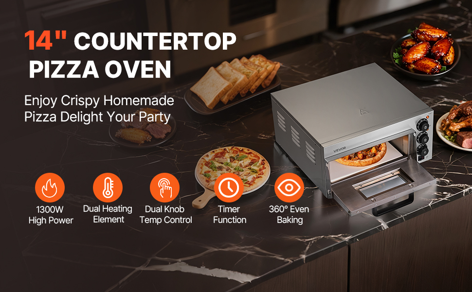 Sähkökäyttöinen pizzauuni etuviistosta