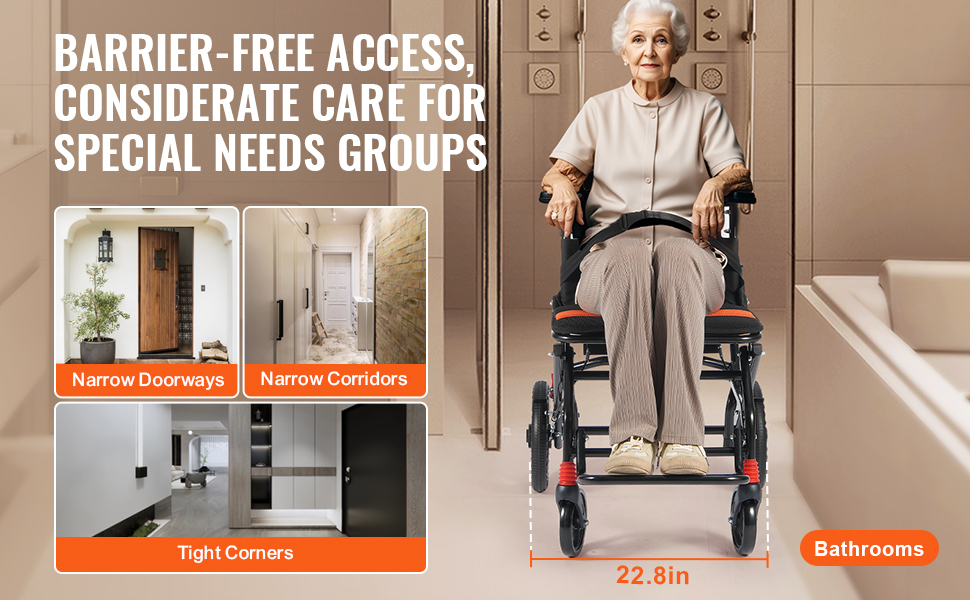 Mukava istuinpehmuste kuljetuspyörätuolissa