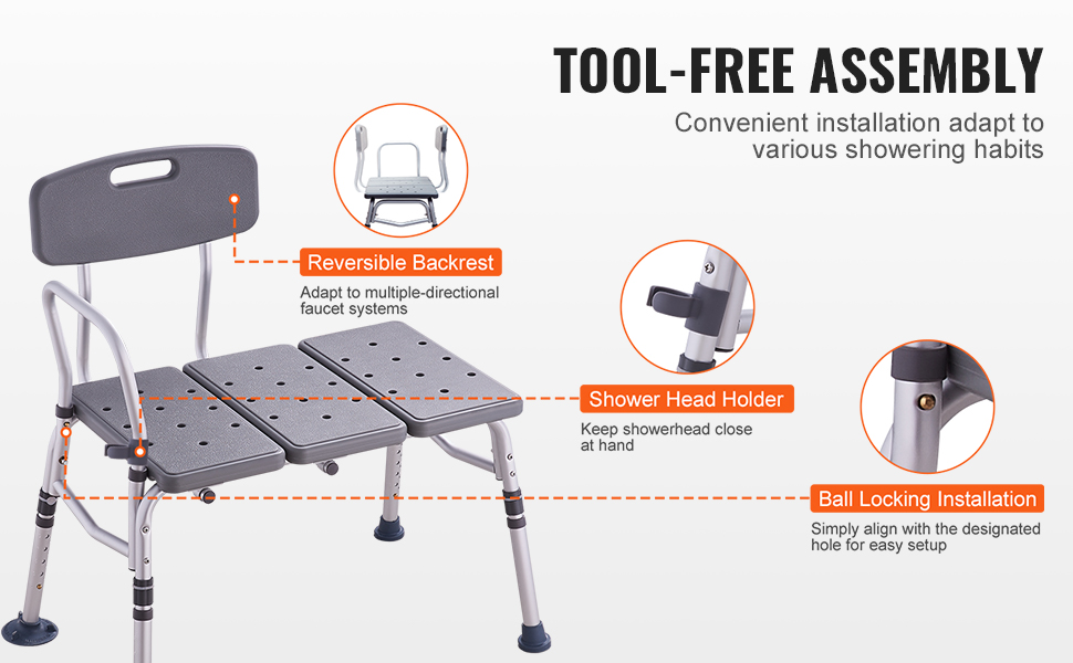Käännettävä selkänoja ja suihkupään pidike