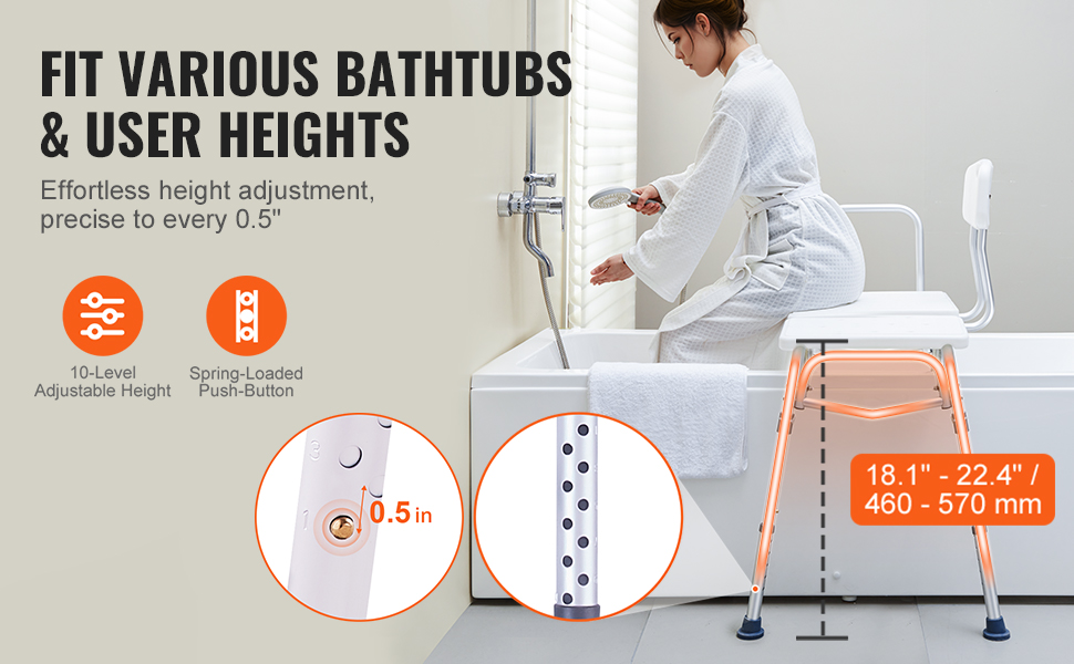 Säädettävä korkeus ammeen siirtoistuimessa