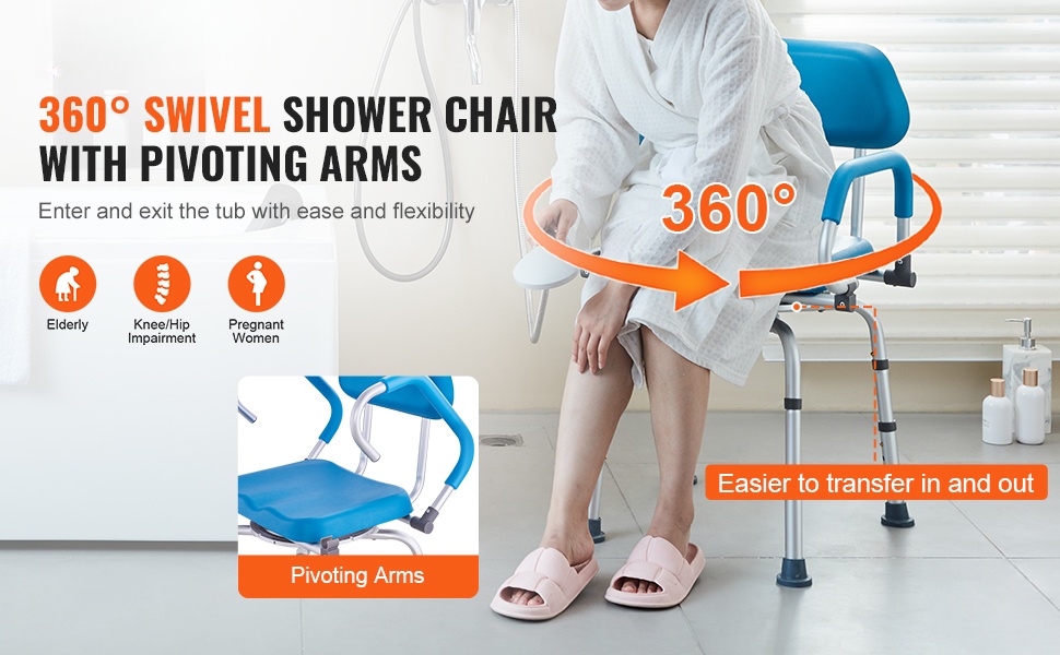 Kääntyvä suihkutuoli 360 astetta