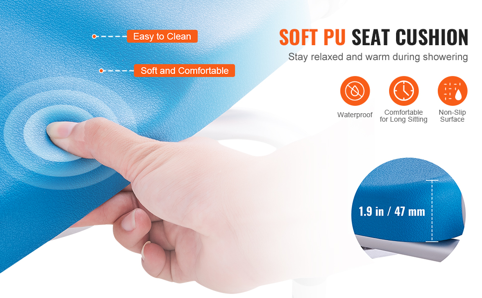 Pehmustettu suihkutuolin istuin