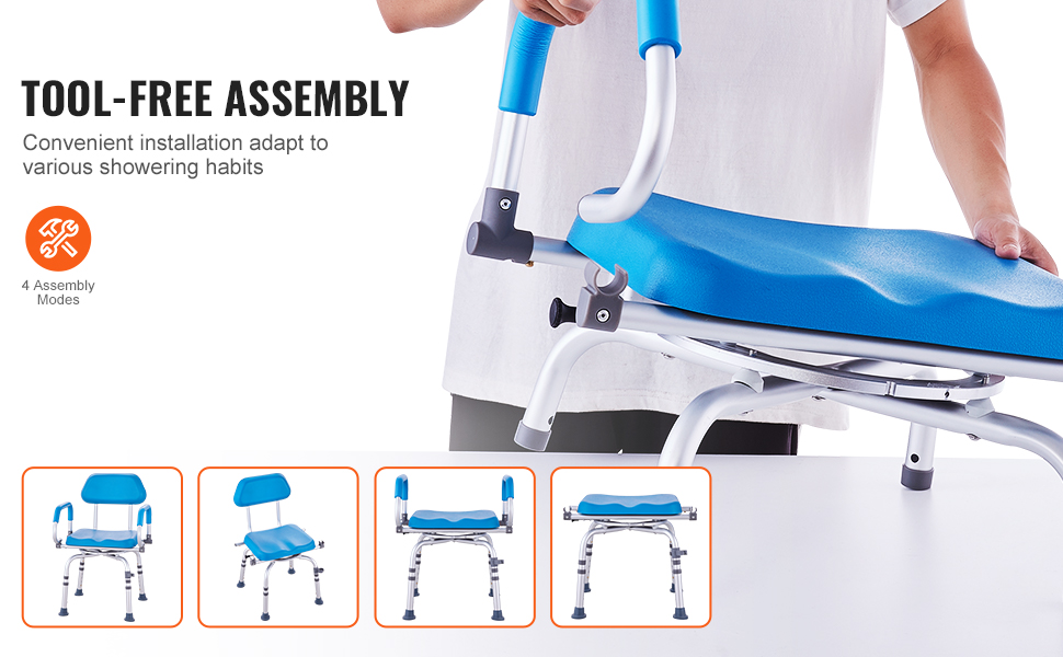 Helposti koottava suihkutuoli