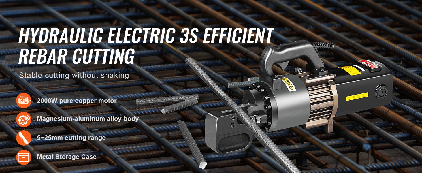 Sähköinen hydraulinen betoniteräsleikkuri etuviistosta