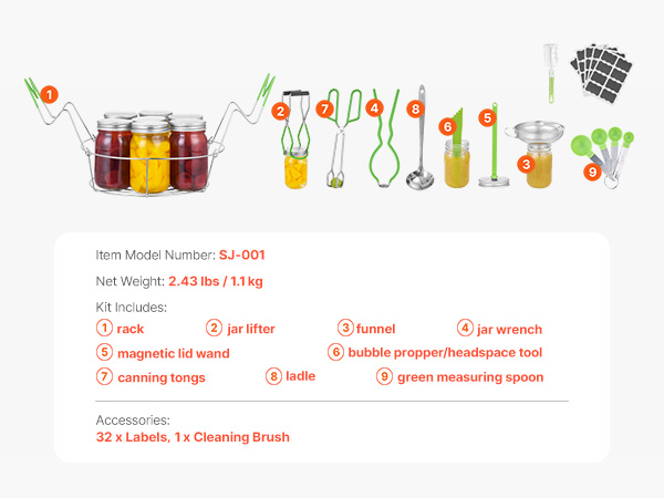 9-osainen säilöntätarvikesetti