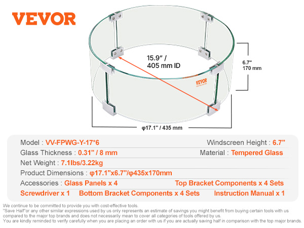 Tulisijan tuulensuoja mittoineen