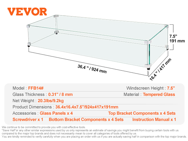 Lasinen tuulensuoja tulipöydän ympärillä 2